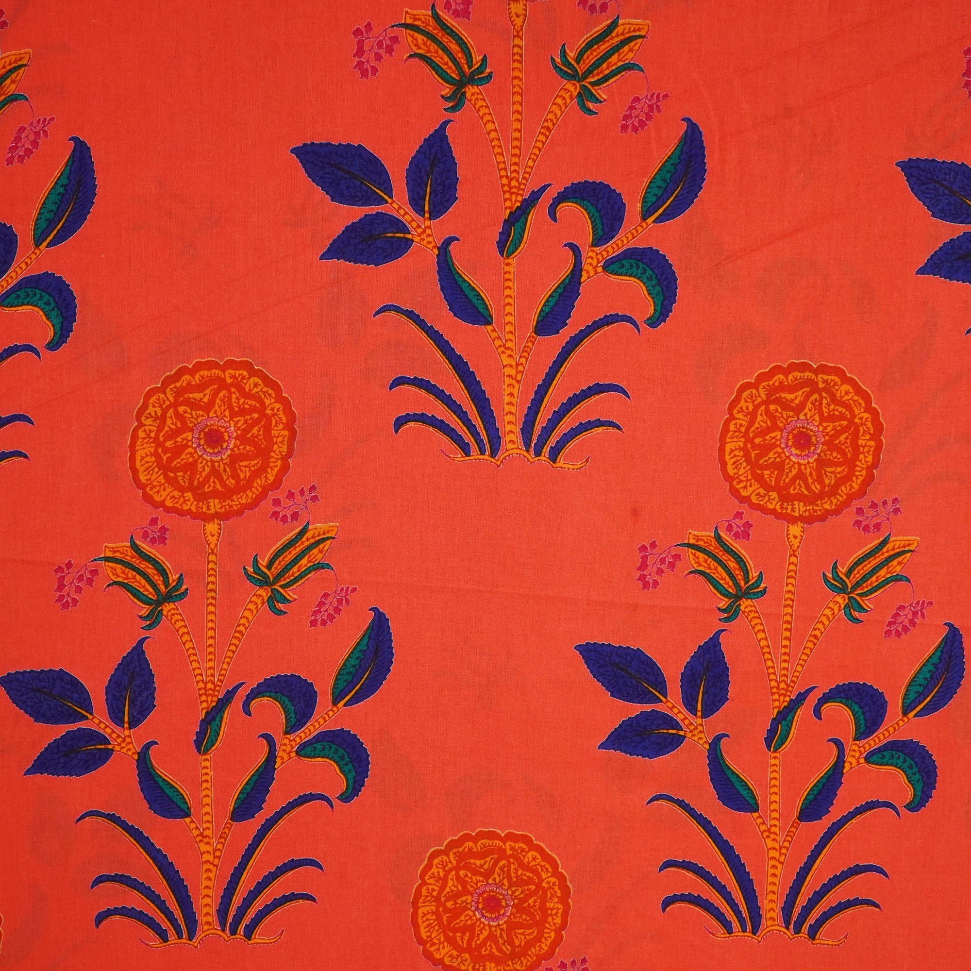 Peach Handblock Print Cotton Fabric 894 RI-23824