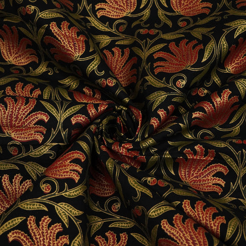Black Floral Foil Print Cotton Fabric 894 RI-23833