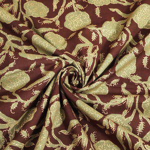 Brown Floral Foil Print Cotton Fabric 894 RI-23834