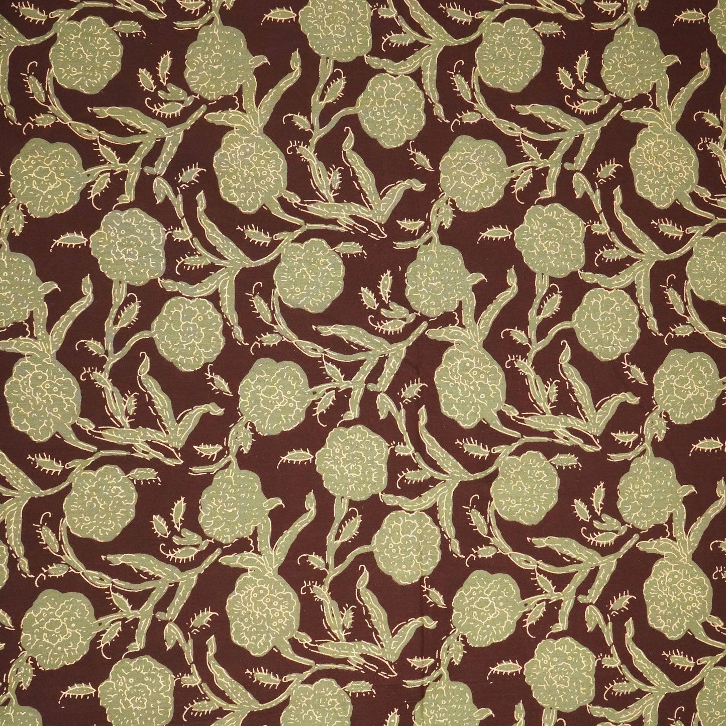 Brown Floral Foil Print Cotton Fabric 894 RI-23834