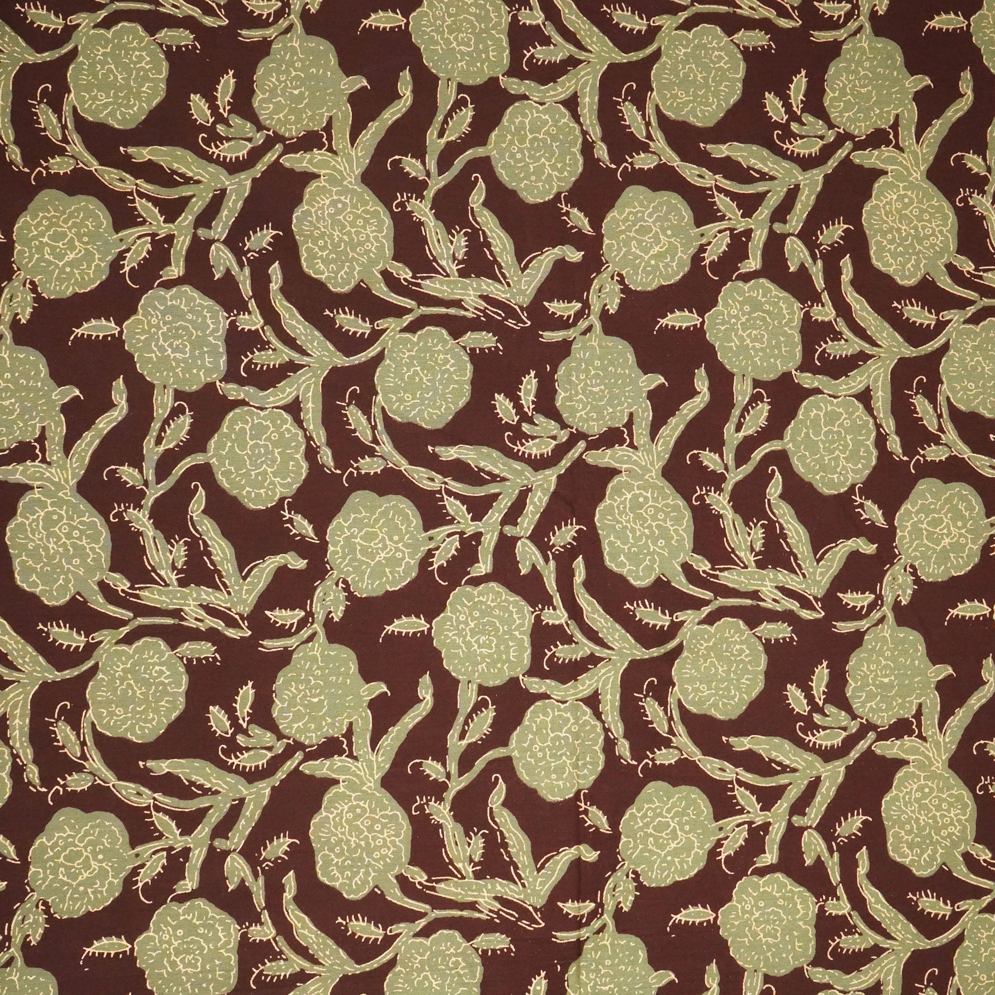 Brown Floral Foil Print Cotton Fabric 894 RI-23834