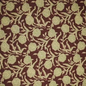 Brown Floral Foil Print Cotton Fabric 894 RI-23834