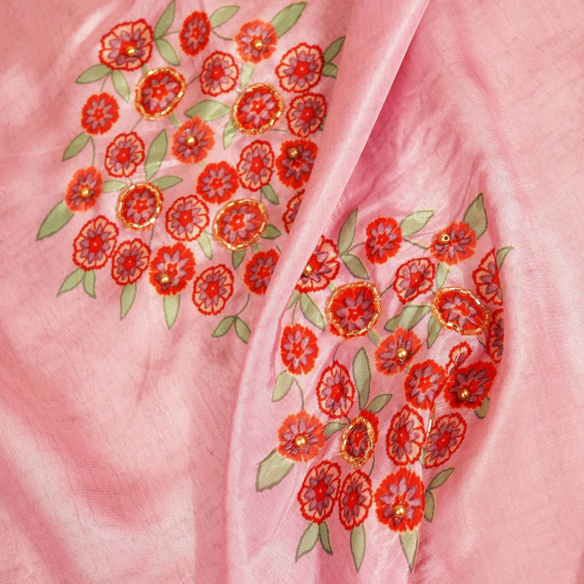 Pink Floral Print Crepe Fabric MTF-23836