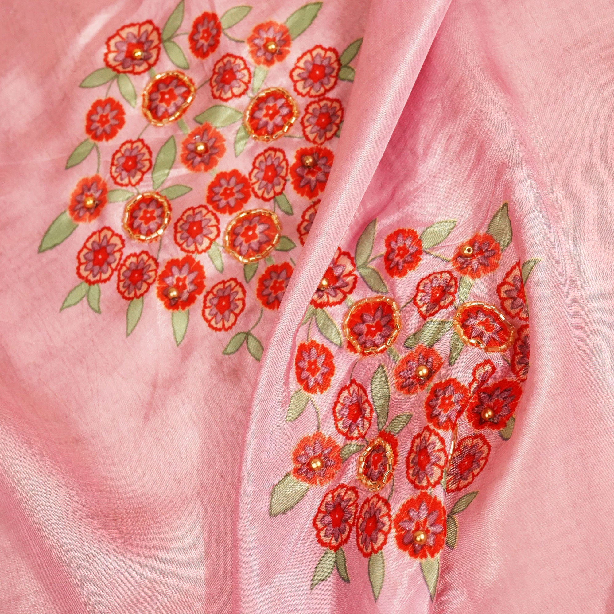 Pink Floral Print Crepe Fabric MTF-23836