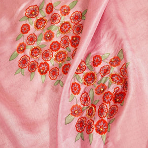 Pink Floral Print Crepe Fabric MTF-23836