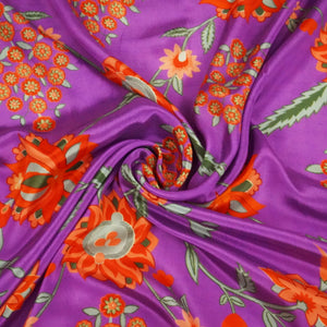 Purple Floral Print Crepe Fabric MTF-23841