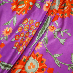 Purple Floral Print Crepe Fabric MTF-23841