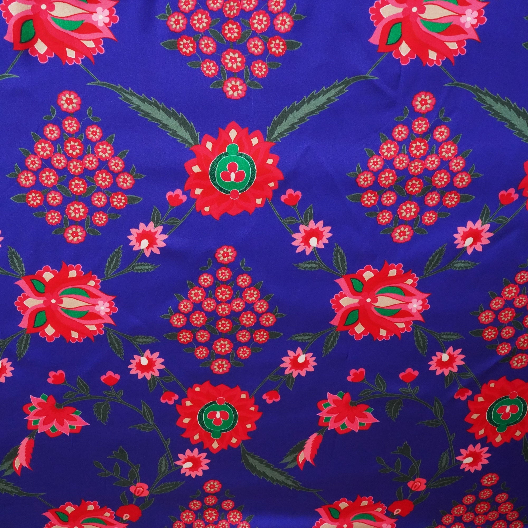 Blue Floral Print Crepe Fabric MTF-23842