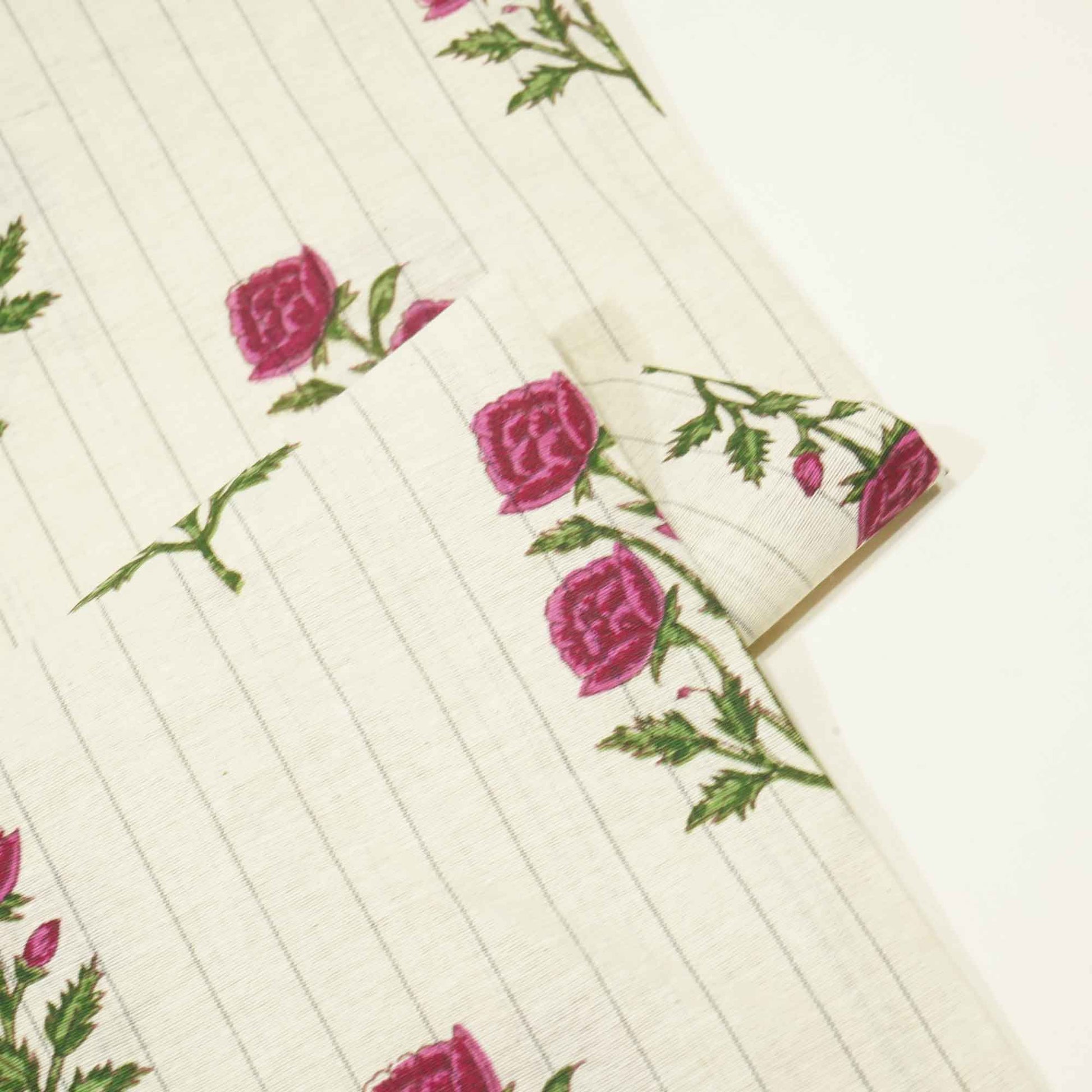 Off White & Pink floral Print Cotton Jacquard Fabric SCF-23845