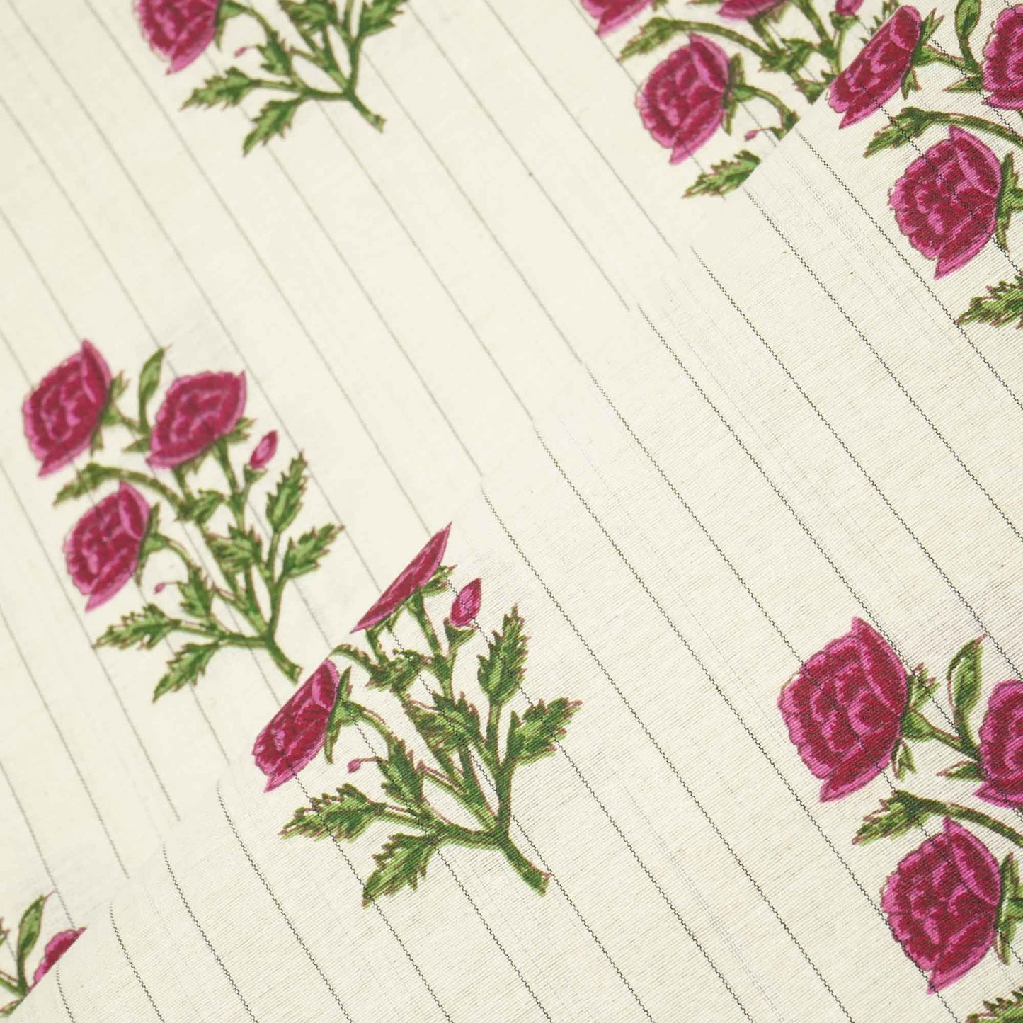 Off White & Pink floral Print Cotton Jacquard Fabric SCF-23845