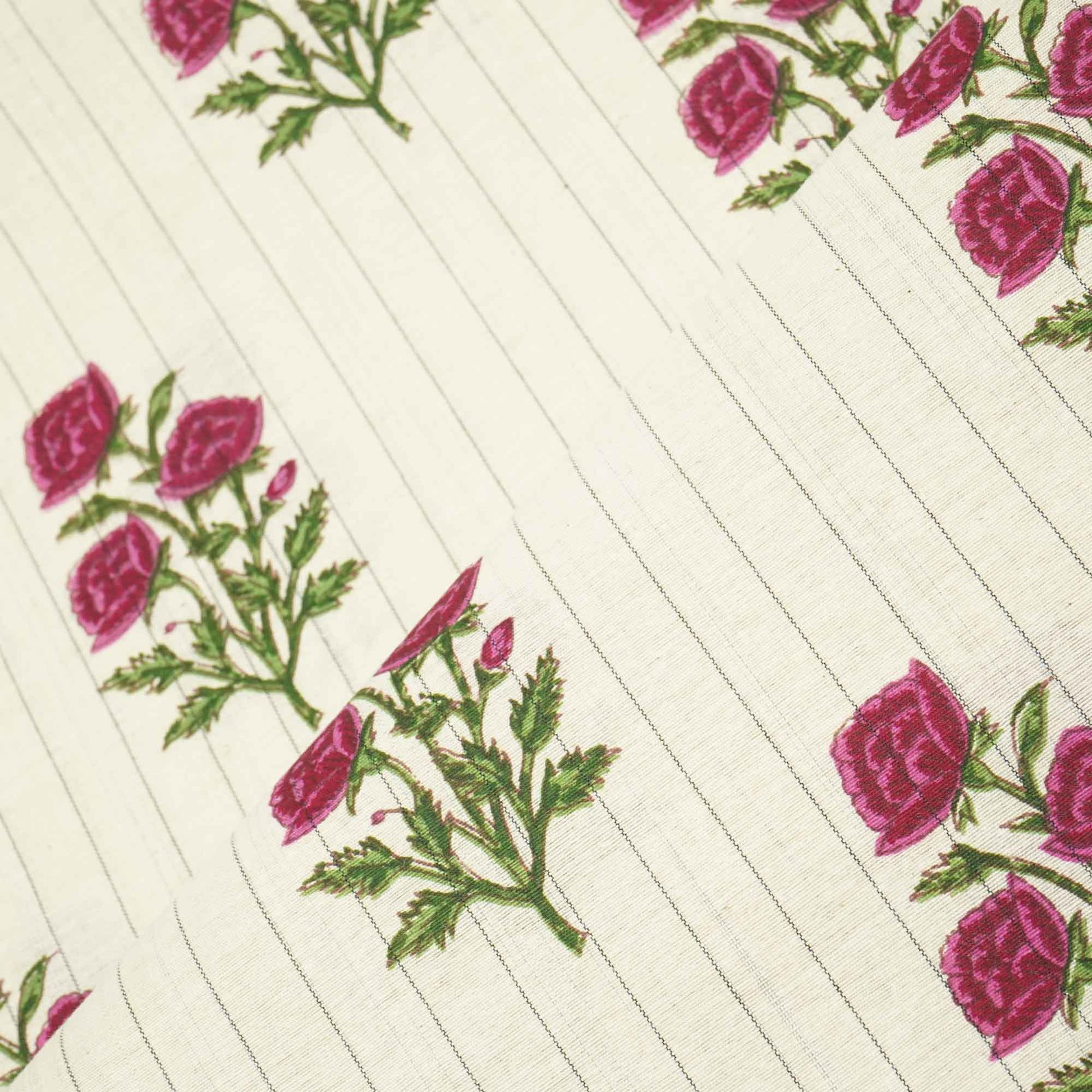 Off White & Pink floral Print Cotton Jacquard Fabric SCF-23845