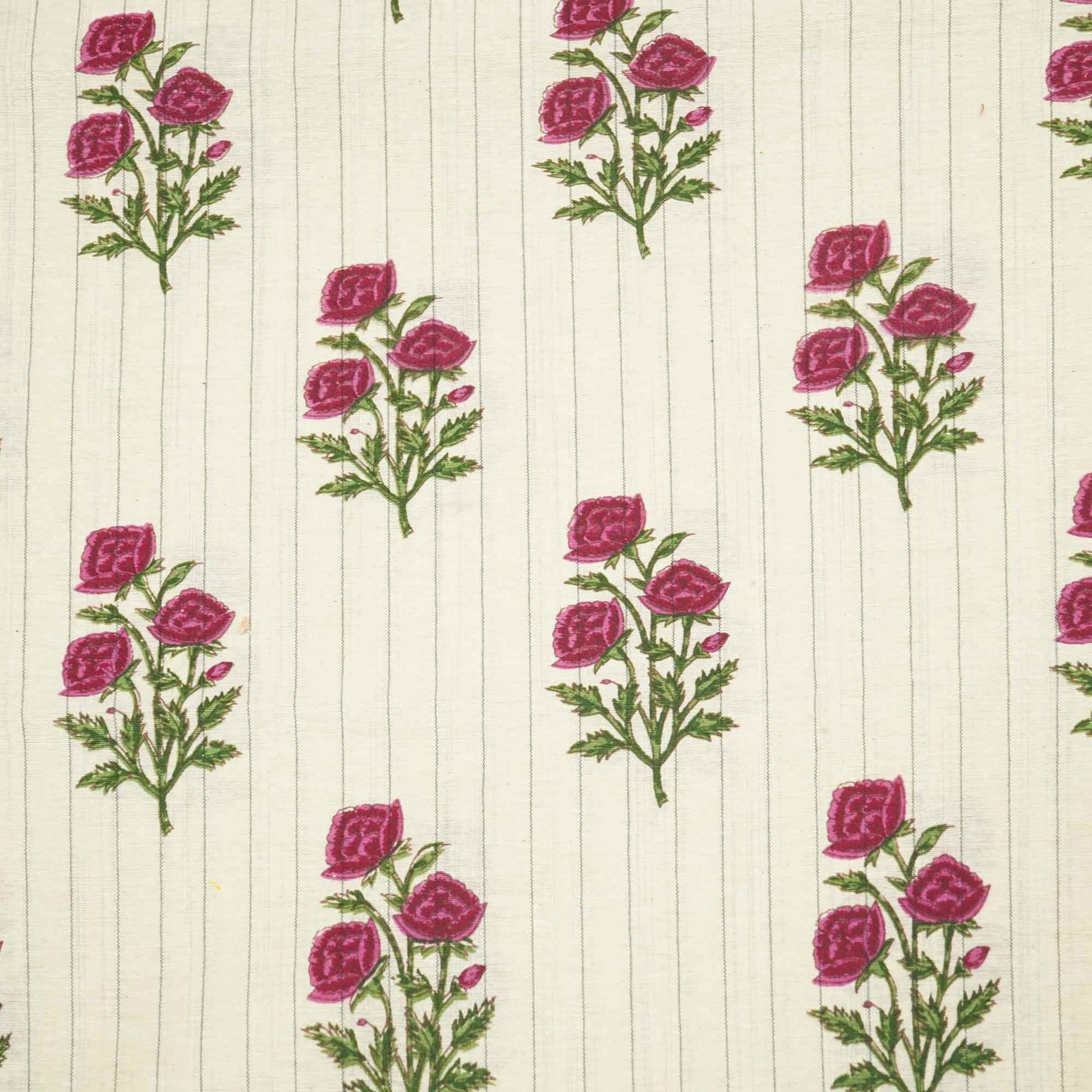 Off White & Pink floral Print Cotton Jacquard Fabric SCF-23845