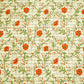Off White & Orange floral Print Cotton Jacquard Fabric SCF-23850