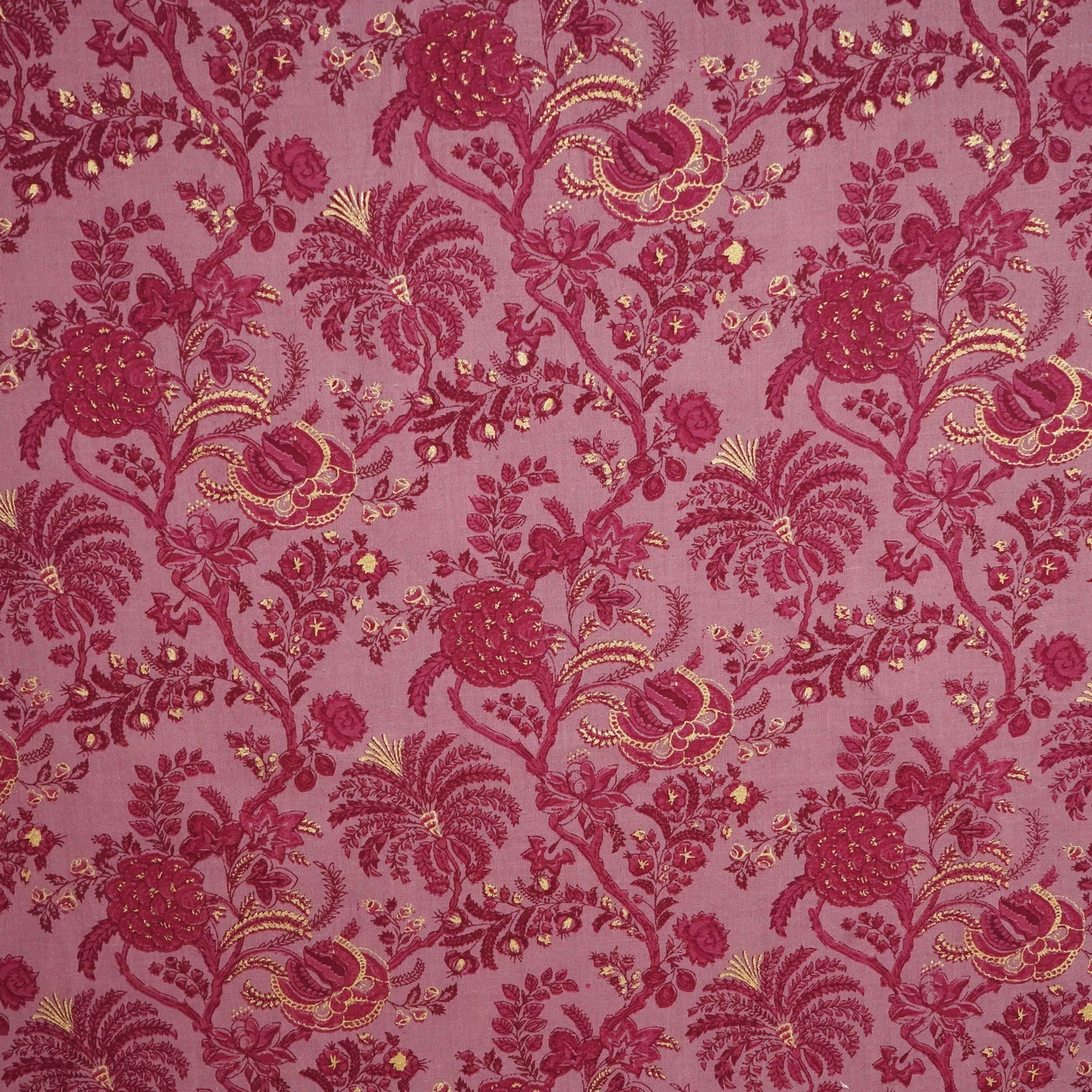 Lavender Floral Foil Print Cotton Fabric SCF-23856