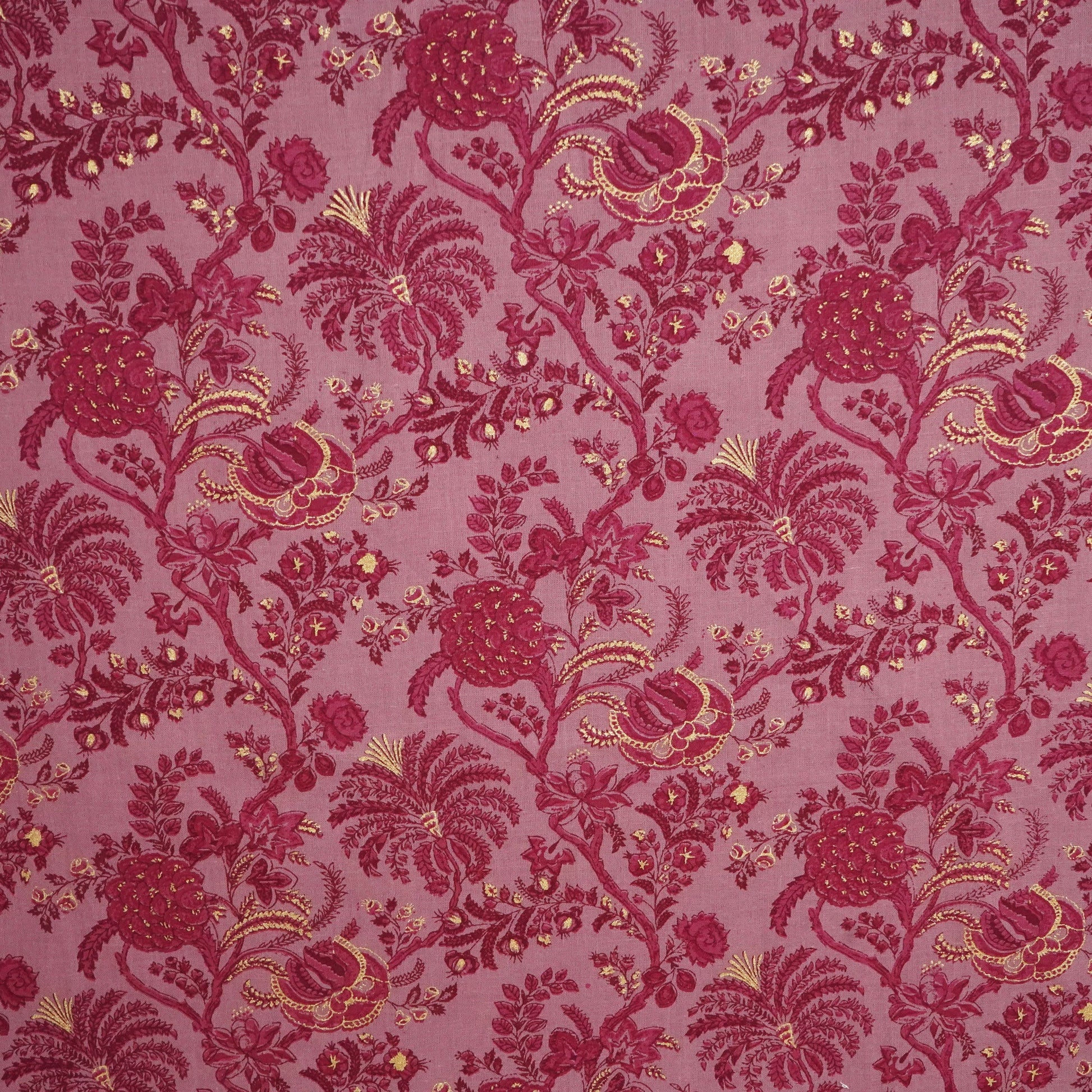 Lavender Floral Foil Print Cotton Fabric SCF-23856