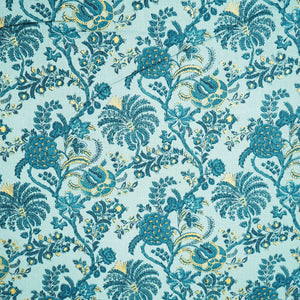 Sky Blue Floral Foil Print Cotton Fabric SCF-23859