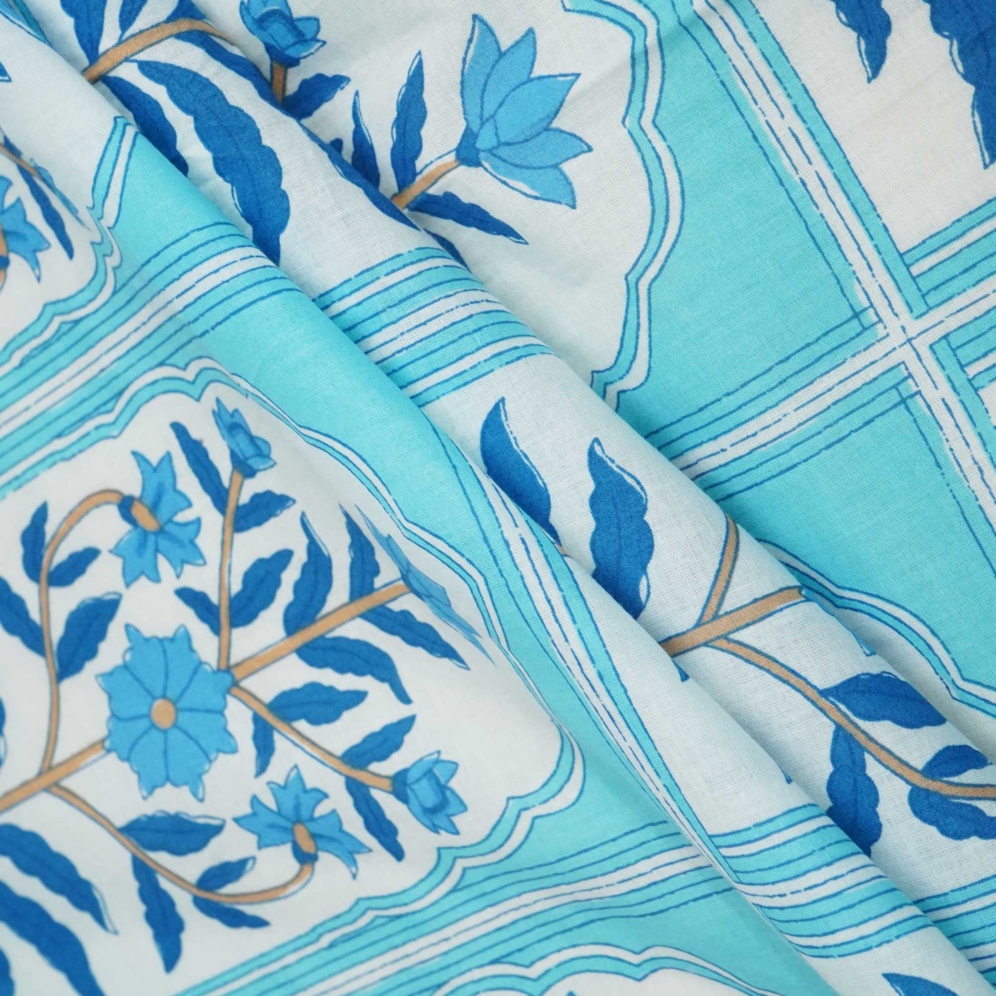 Blue Floral Print Cotton Fabric SCF-23870
