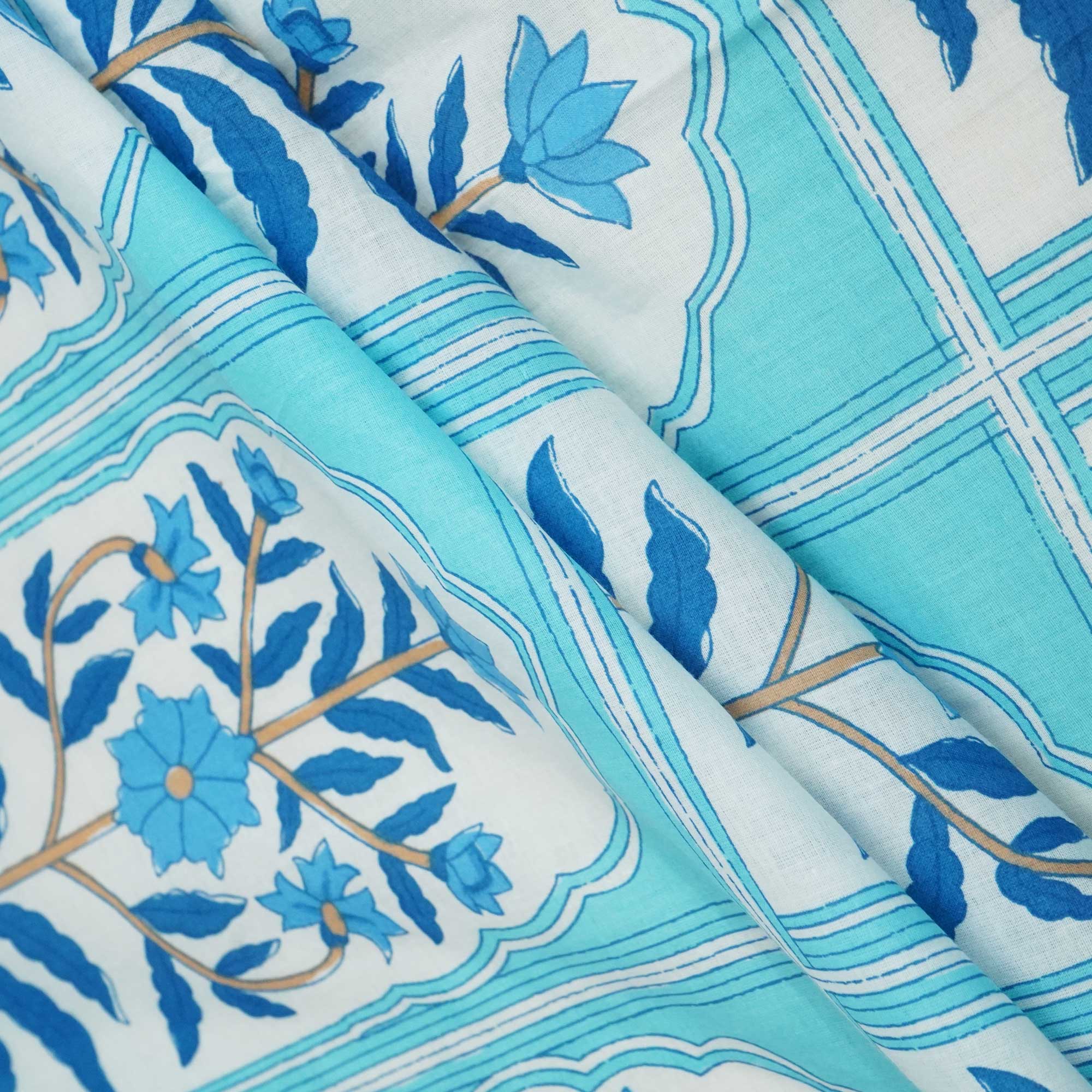 Blue Floral Print Cotton Fabric SCF-23870