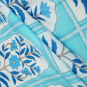 Blue Floral Print Cotton Fabric SCF-23870
