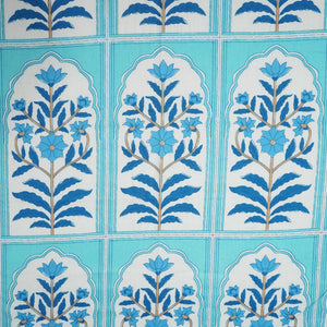 Blue Floral Print Cotton Fabric SCF-23870