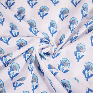 Blue Floral Print Cotton Fabric SCF-23871