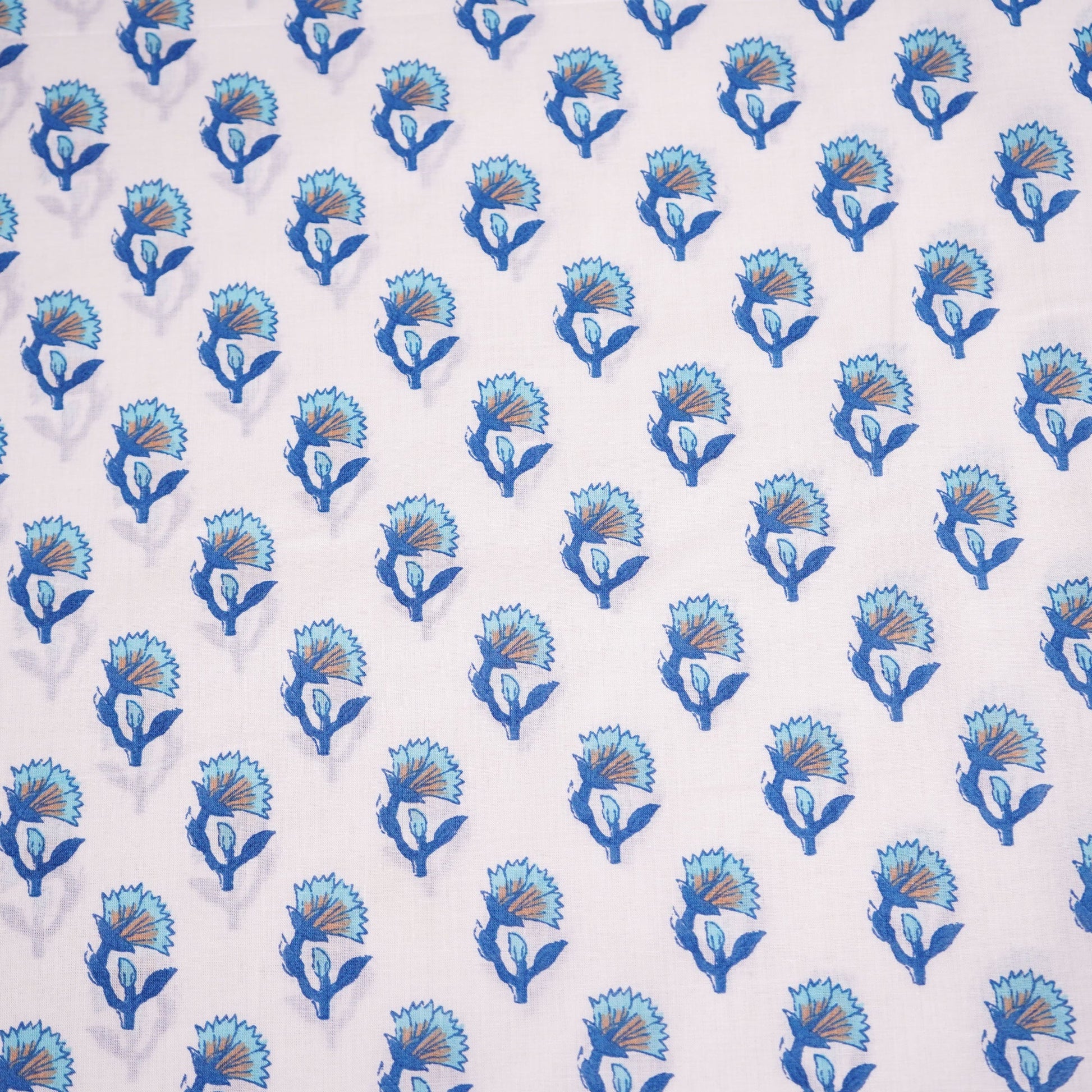 Blue Floral Print Cotton Fabric SCF-23871