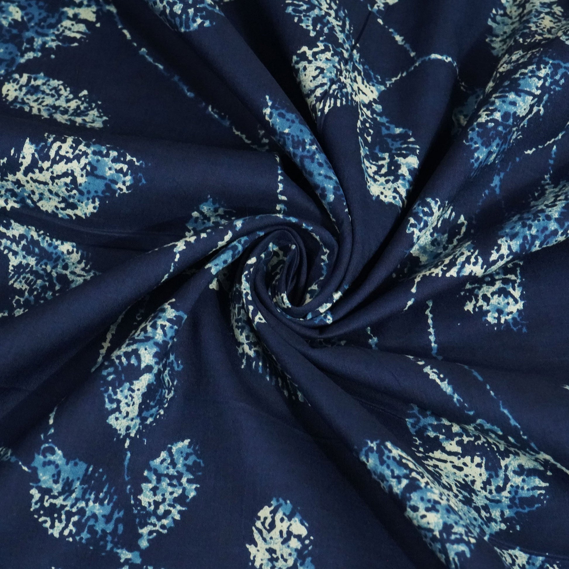 Indigo Tropical Print Cotton Fabric SCF-23877