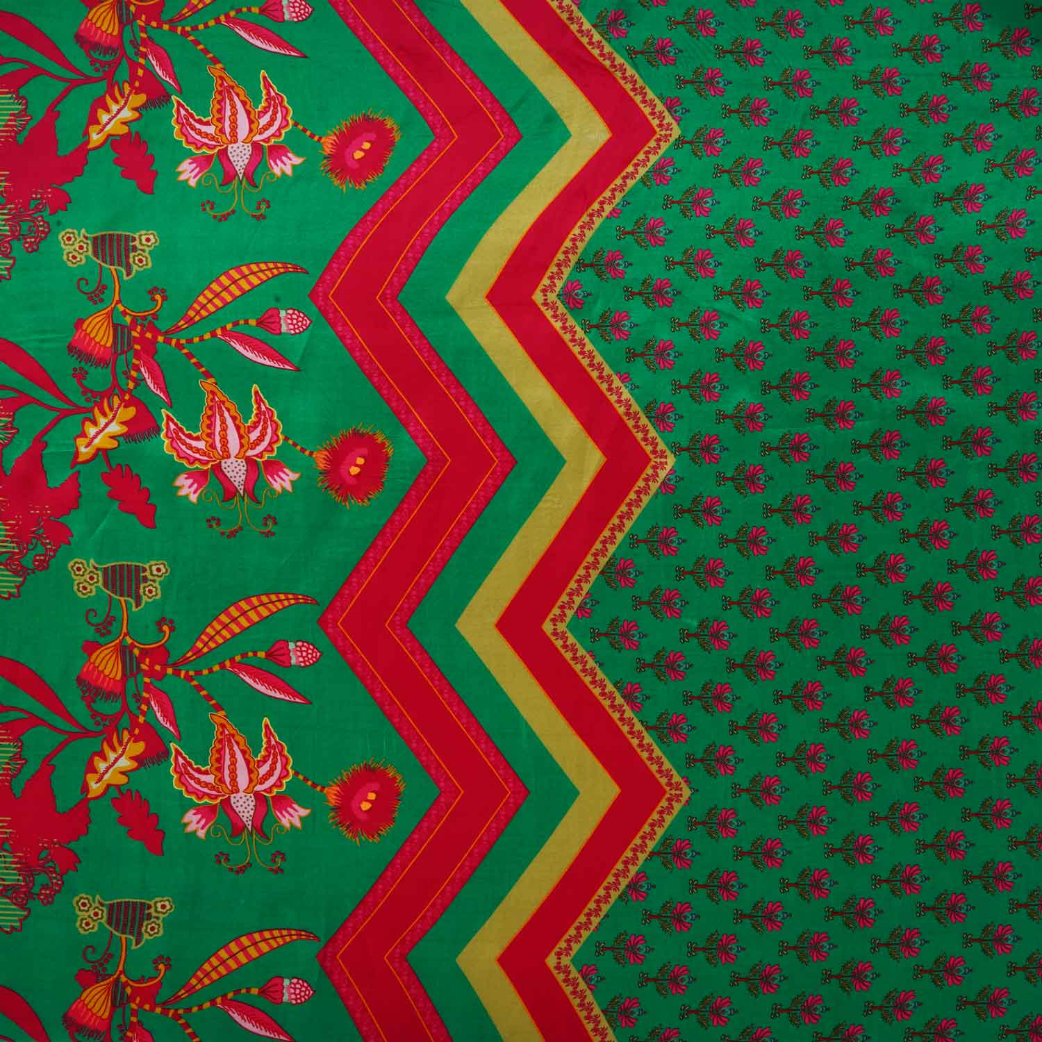 Green Floral Print Crepe Fabric MT-28239 - TradeUNO