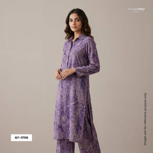 Purple Abstract Print Georgette GT-17116 - TradeUNO