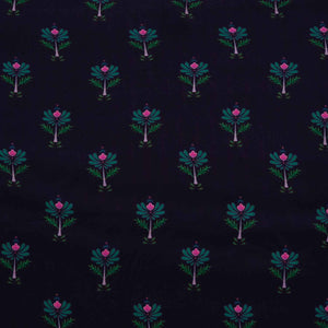 Navy Blue Floral Print Crepe Fabric MT-28240 - TradeUNO