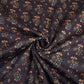 Navy Blue Floral Bagru Print Cotton Satin Fabric SCF-24194