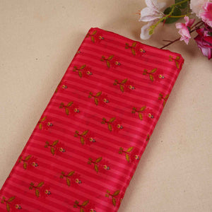 Pink Strips Floral Print Crepe Fabric MT-28242 - TradeUNO