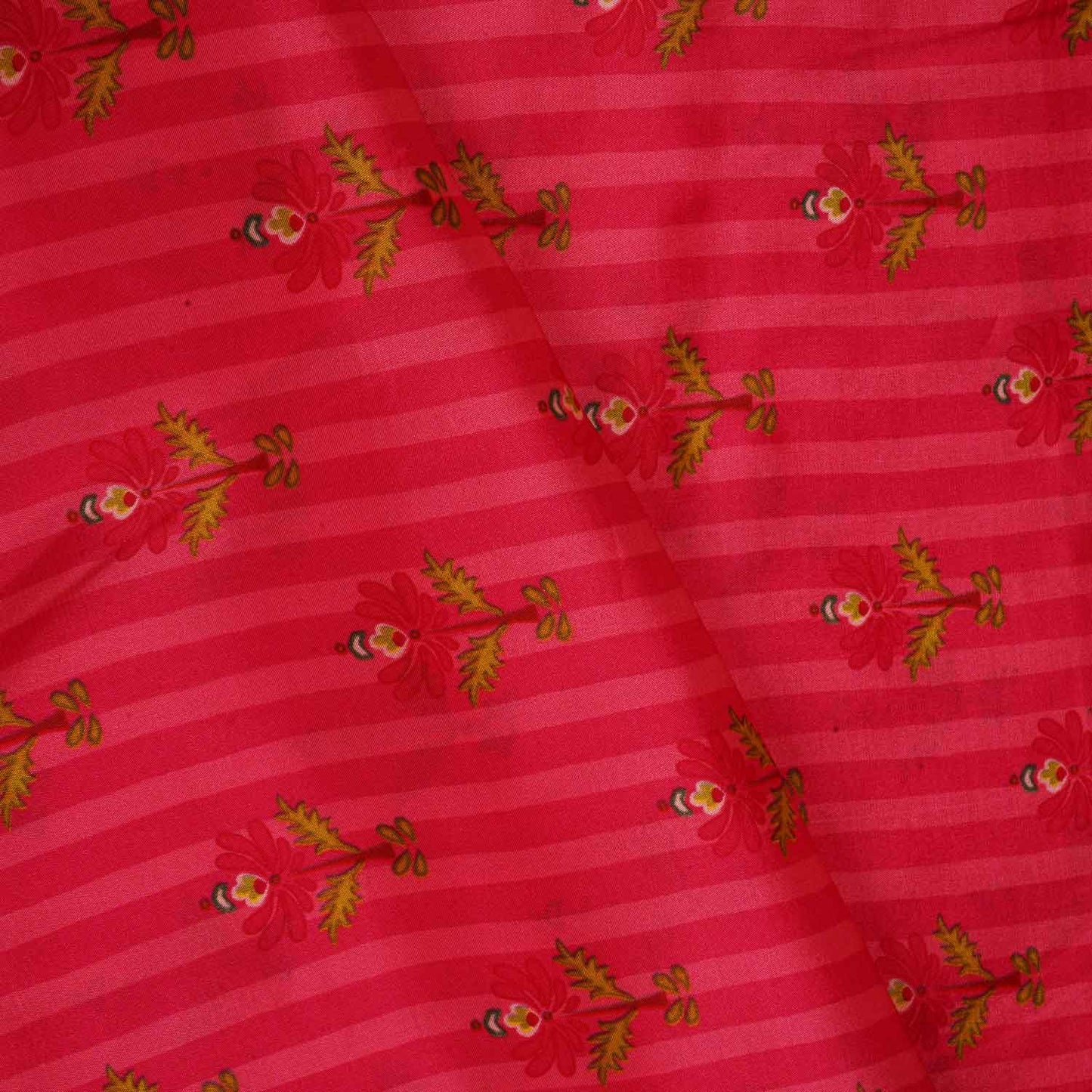 Pink Strips Floral Print Crepe Fabric MT-28242
