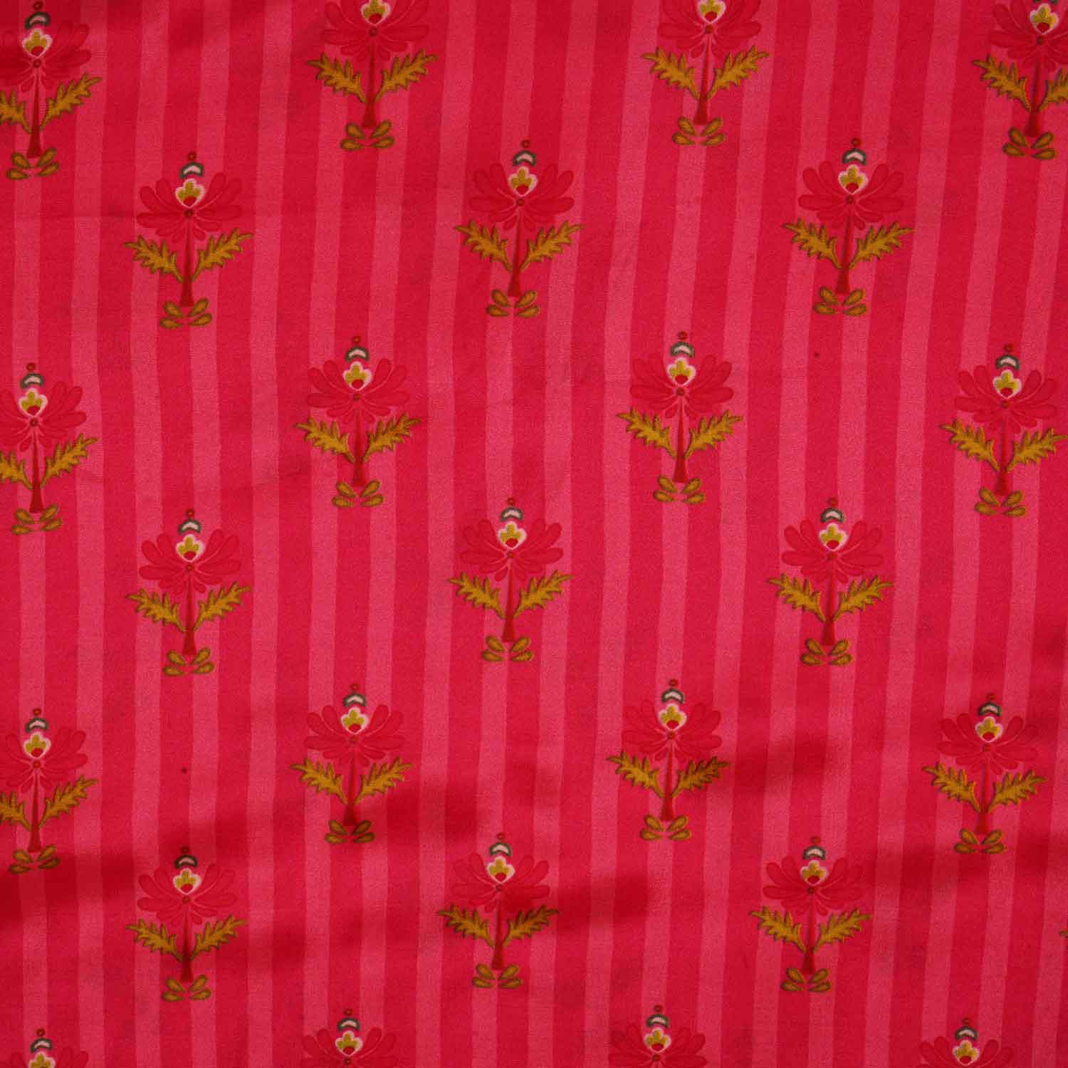 Pink Strips Floral Print Crepe Fabric MT-28242 - TradeUNO