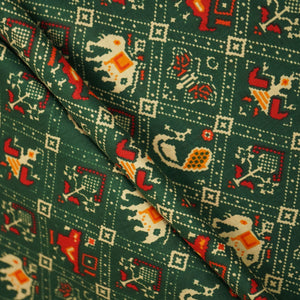 Green Patola Print Cotton Fabric SCF-24205