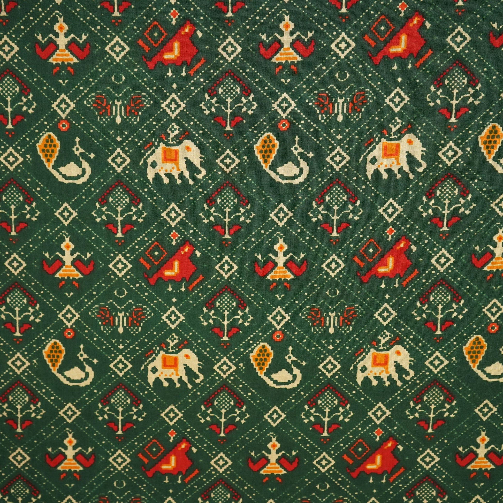 Green Patola Print Cotton Fabric SCF-24205