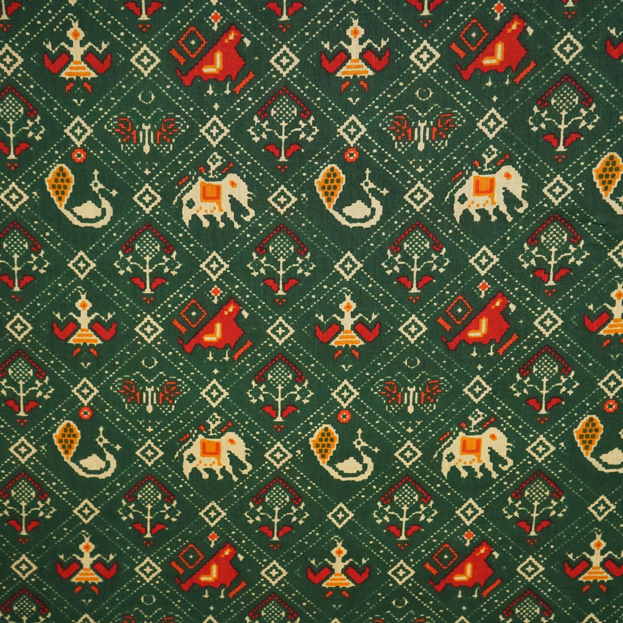 Green Patola Print Cotton Fabric SCF-24205