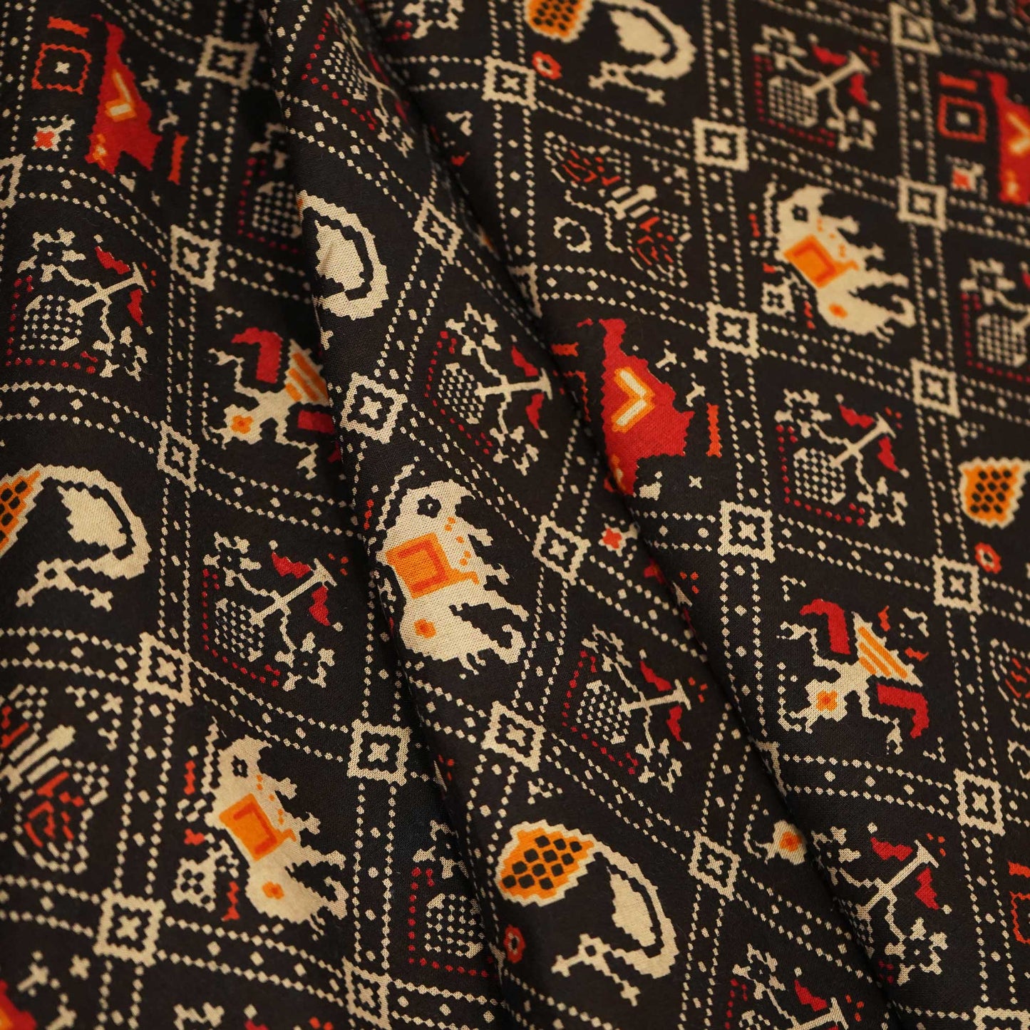 Black Patola Print Cotton Fabric SCF-24210