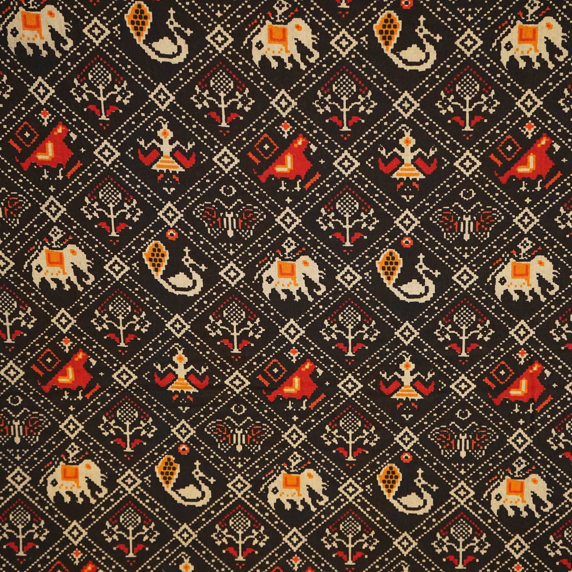 Black Patola Print Cotton Fabric SCF-24210