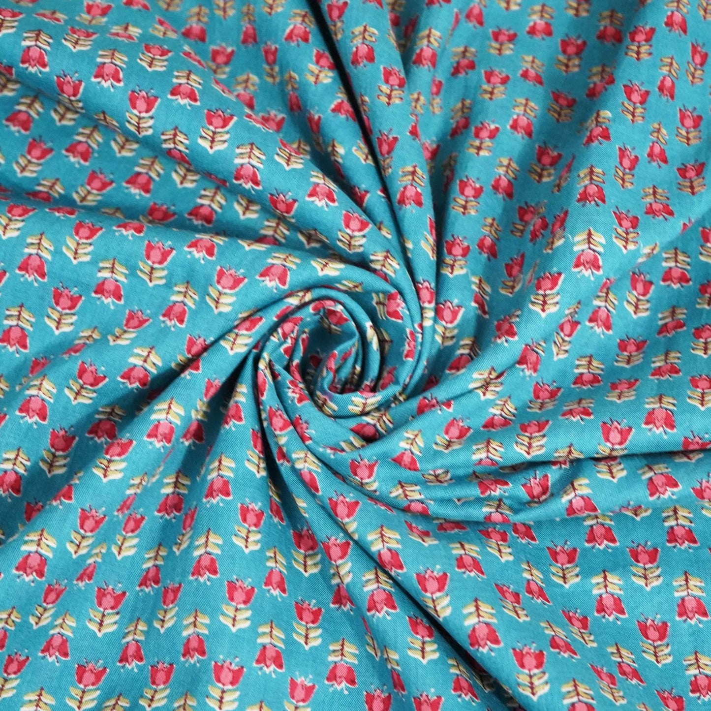 Blue Floral Print Cotton Fabric SCF-24213