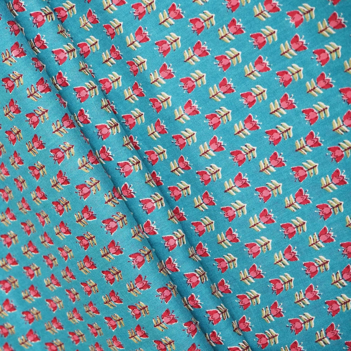 Blue Floral Print Cotton Fabric SCF-24213