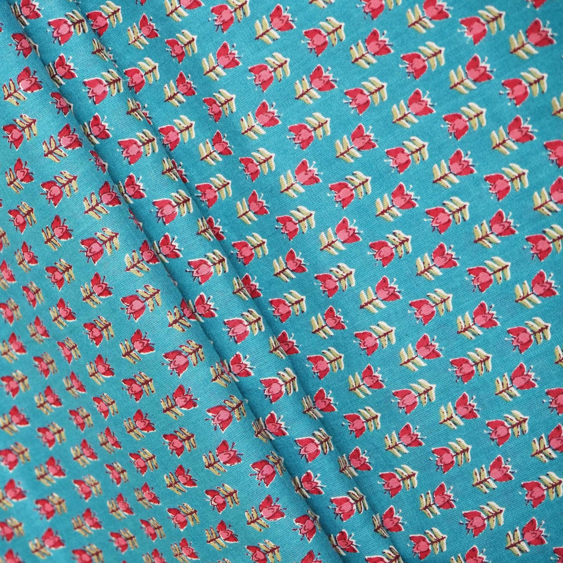 Blue Floral Print Cotton Fabric SCF-24213