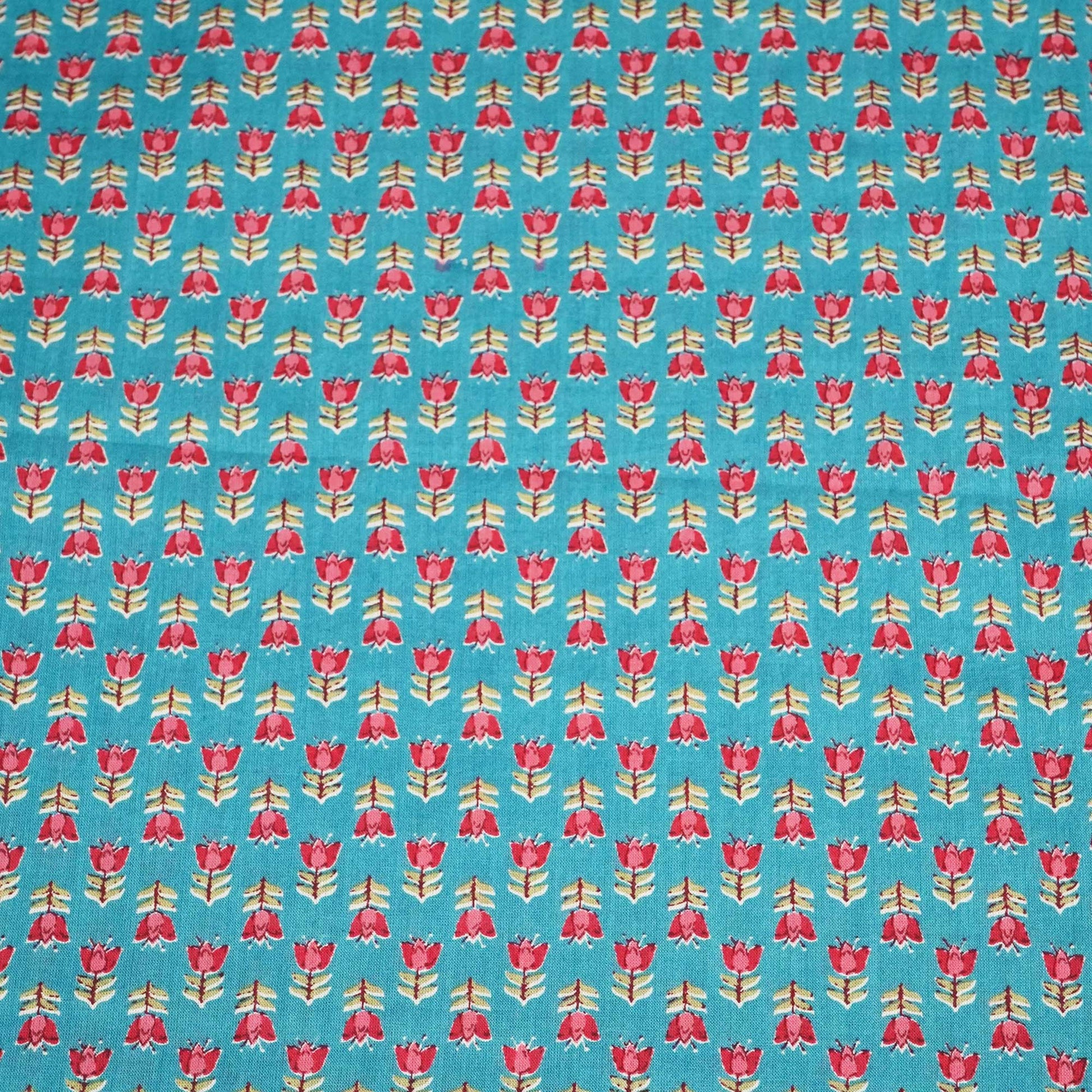 Blue Floral Print Cotton Fabric SCF-24213