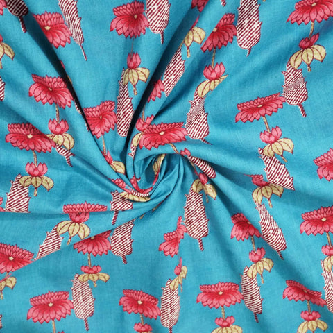 Blue Bagru Print Cotton Fabric SCF-24214