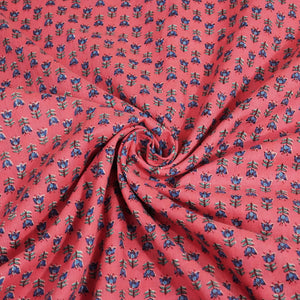 Peach Pink Floral Print Cotton Fabric SCF-24215