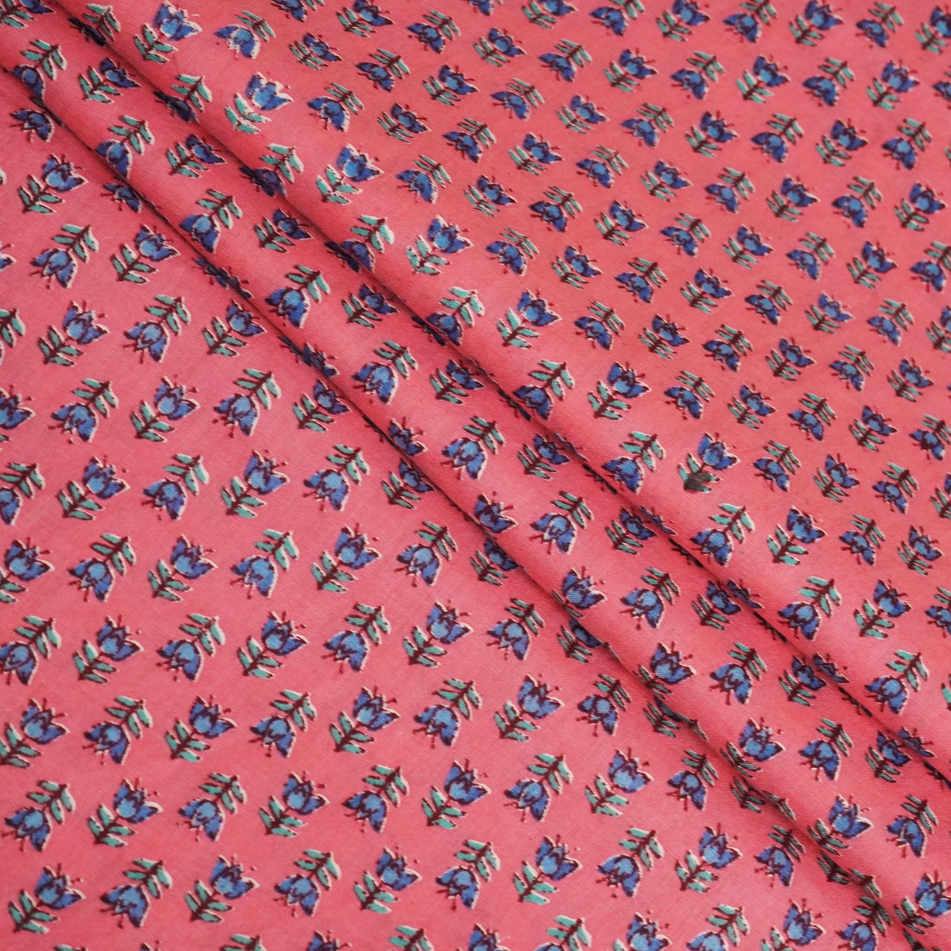 Peach Pink Floral Print Cotton Fabric SCF-24215