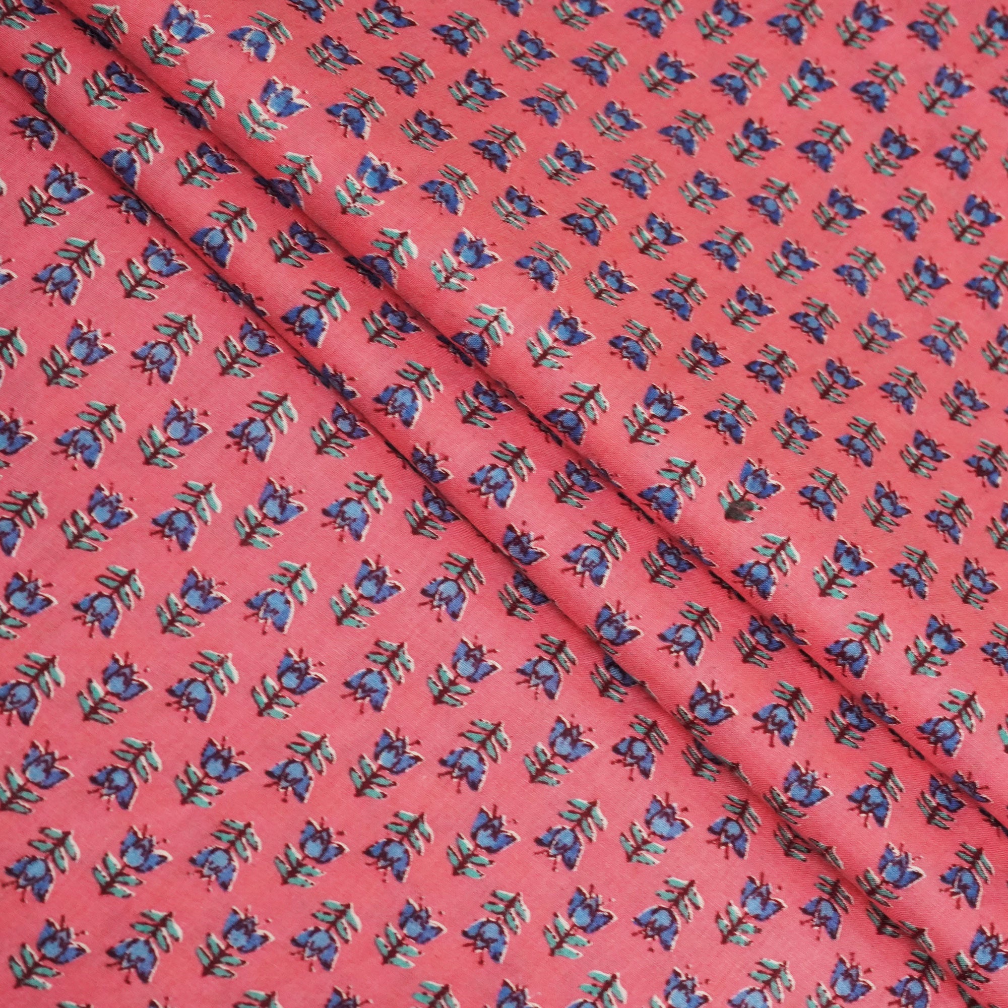 Peach Pink Floral Print Cotton Fabric SCF-24215
