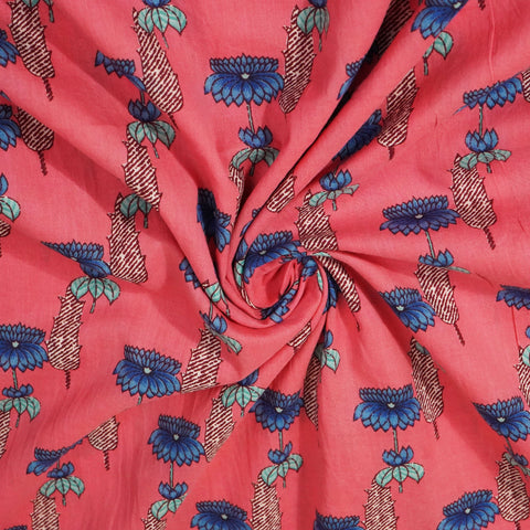 Peach Pink Bagru Print Cotton Fabric SCF-24216
