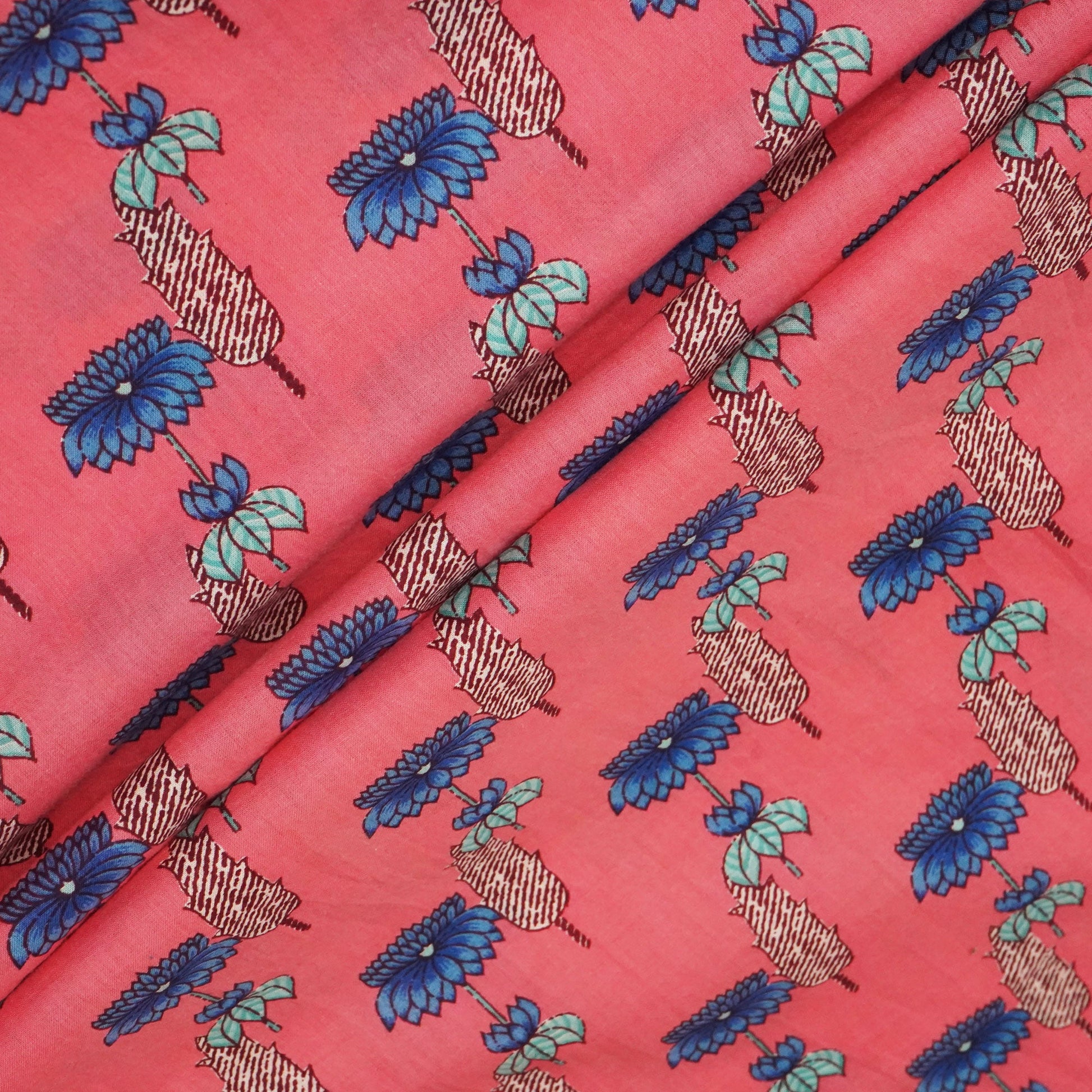 Peach Pink Bagru Print Cotton Fabric SCF-24216