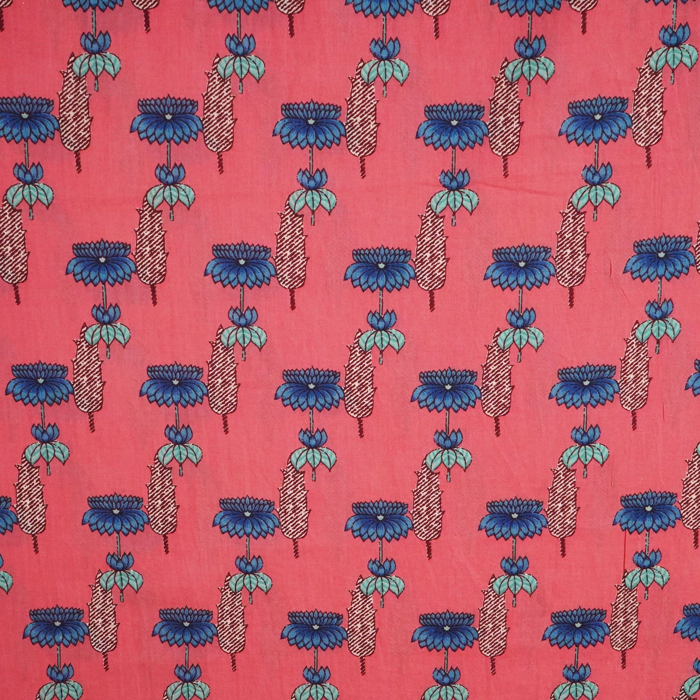 Peach Pink Bagru Print Cotton Fabric SCF-24216